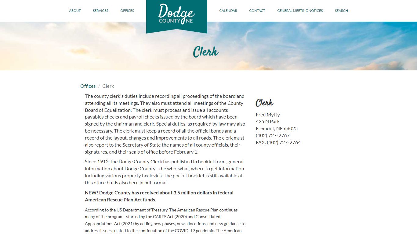 Clerk | Dodge County Nebraska